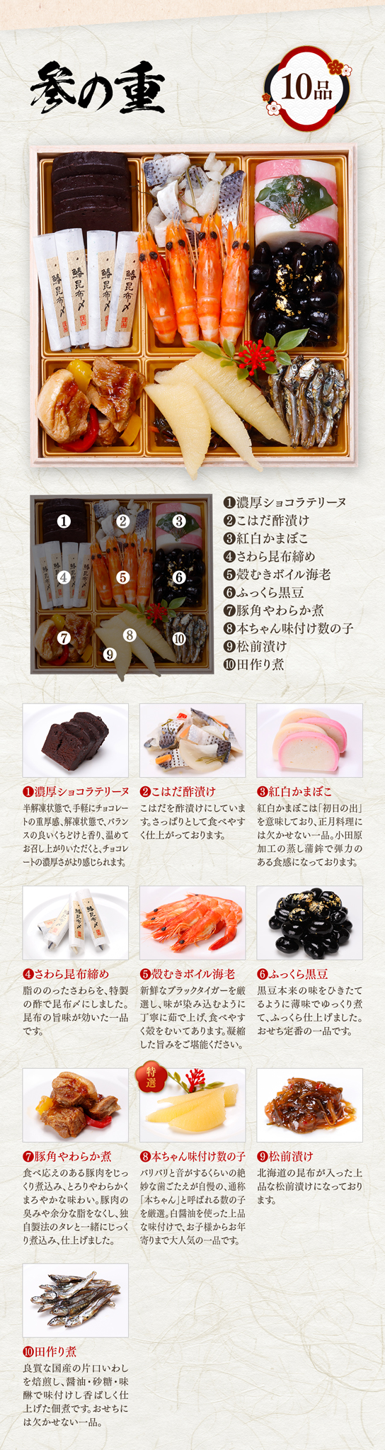 お品書き-弐の重内容