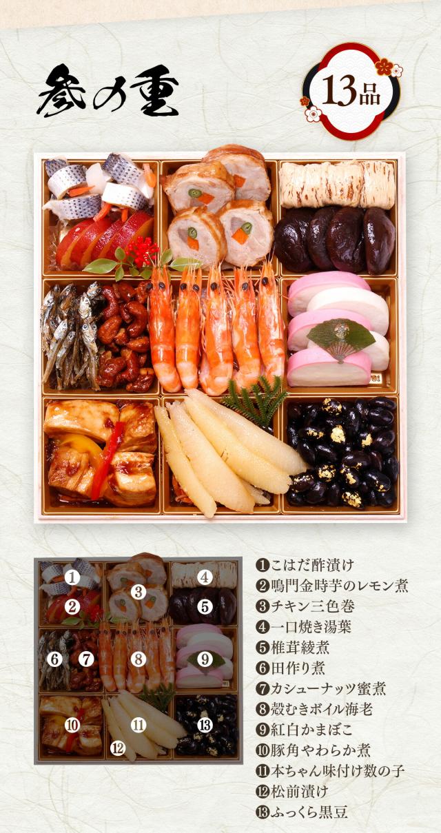 お品書き-参の重13品