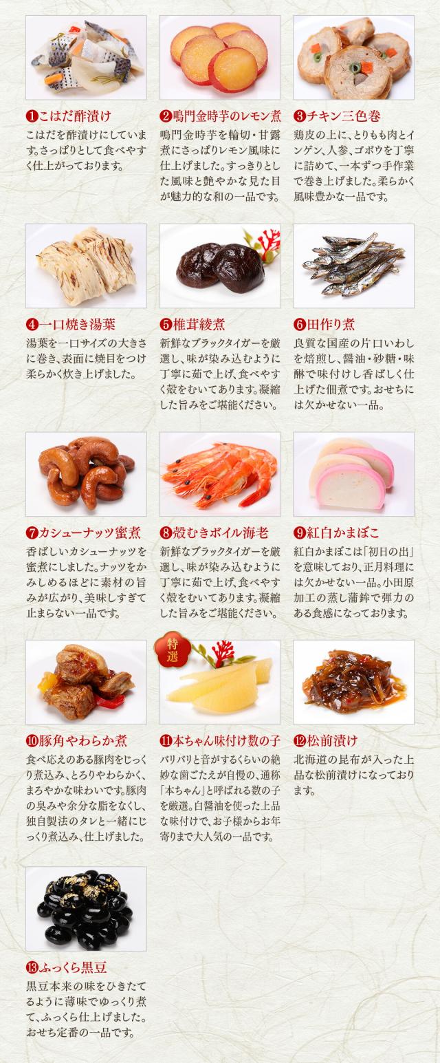 お品書き-参の重内容