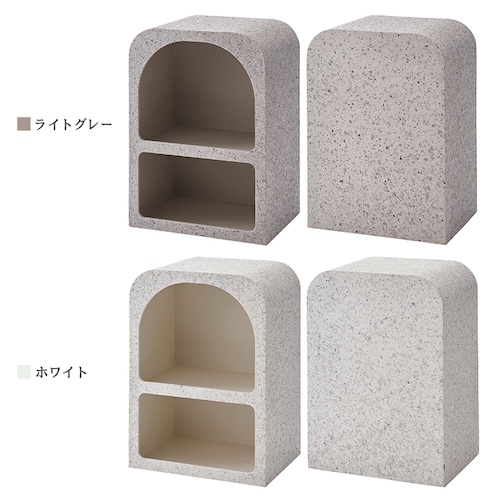 シック モダン テラゾー柄 おしゃれ 角丸 シェルフ 棚 飾り棚 2段 繊維板 おしゃれ シンプル