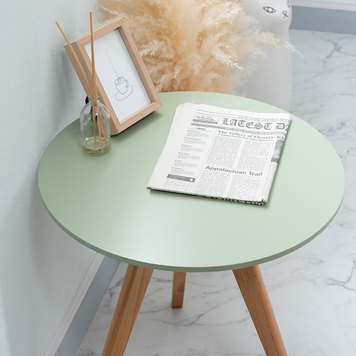 テーブル ディスプレイ台 木製 天然木 パイン くすみカラー 三本脚 おしゃれ コンパクト シンプル 北欧 韓国 かわいい ナチュラル 一人暮らし ベージュ グリーン ピンク グレー テーブル サイドテーブル ナイトテーブル