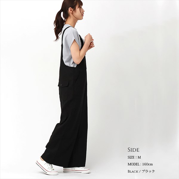 サロペット パンツ レディース リネンブレンド ベイカー ワイド サロペット 夏 無地 オーバーオール ボトムス ストラップ バックポケット カジュアル bottoms pants Ladies ラテカラー ブラック 黒 グレー ベージュ カーキ ネイビー テラコッタ 大人 20代 30代 40代 コーデ