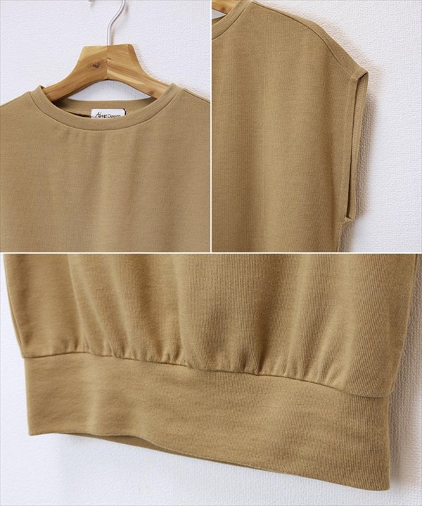 トップス ニット ノースリーブ レディース 半袖 フレンチスリーブ 袖なし 無地 カットソー クルーネック 春夏 ゆったり オフィスカジュアル トップス 大人 かわいい 夏