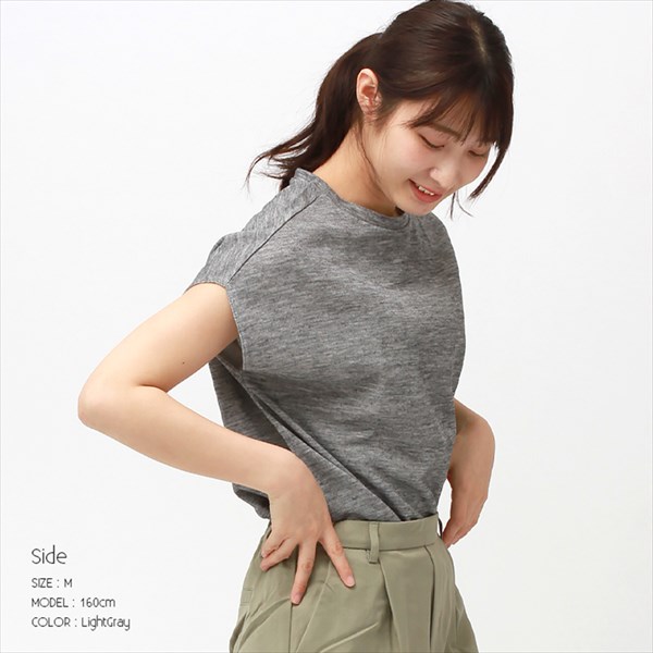 トップス ニット ノースリーブ レディース 半袖 フレンチスリーブ 袖なし 無地 カットソー クルーネック 春夏 ゆったり オフィスカジュアル トップス 大人 かわいい 夏