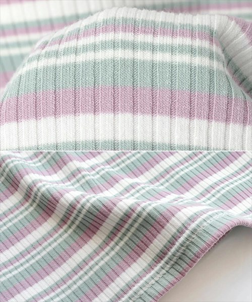 送料無料 テレコリブ カップ付き キャミソール レディース Vネック マルチボーダー インナー 春 夏 秋 オフィスカジュアル かわいい お出かけ デート 楽ちん ゆったり Ladies 20代 30代 40代