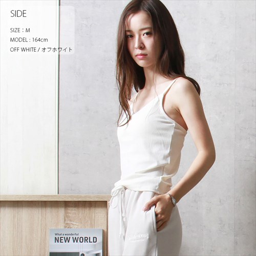 送料無料 テレコリブ カップ付き キャミソール レディース Vネック マルチボーダー インナー 春 夏 秋 オフィスカジュアル かわいい お出かけ デート 楽ちん ゆったり Ladies 20代 30代 40代