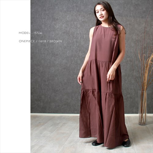 送料無料 シアー 楊柳 ノースリーブ ティアード ワンピース レディース サイドポケット 体型カバー ボリューム感 春 夏 秋 オフィスカジュアル かわいい お出かけ デート 楽ちん ゆったり Ladies 20代 30代 40代