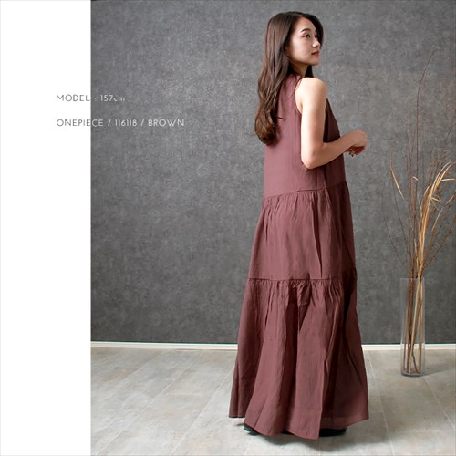 送料無料 シアー 楊柳 ノースリーブ ティアード ワンピース レディース サイドポケット 体型カバー ボリューム感 春 夏 秋 オフィスカジュアル かわいい お出かけ デート 楽ちん ゆったり Ladies 20代 30代 40代