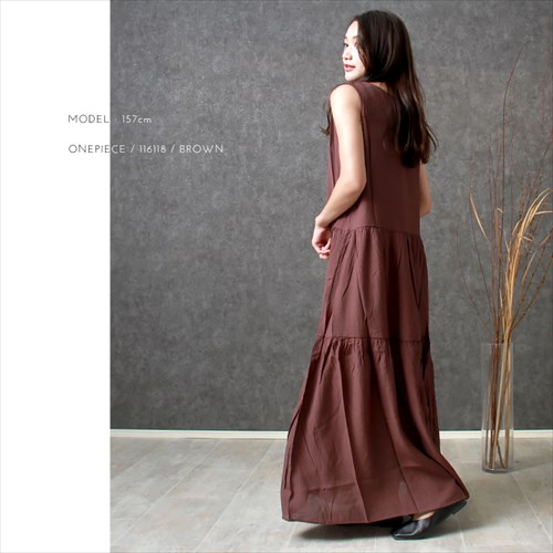 送料無料 シアー 楊柳 ノースリーブ ティアード ワンピース レディース サイドポケット 体型カバー ボリューム感 春 夏 秋 オフィスカジュアル かわいい お出かけ デート 楽ちん ゆったり Ladies 20代 30代 40代