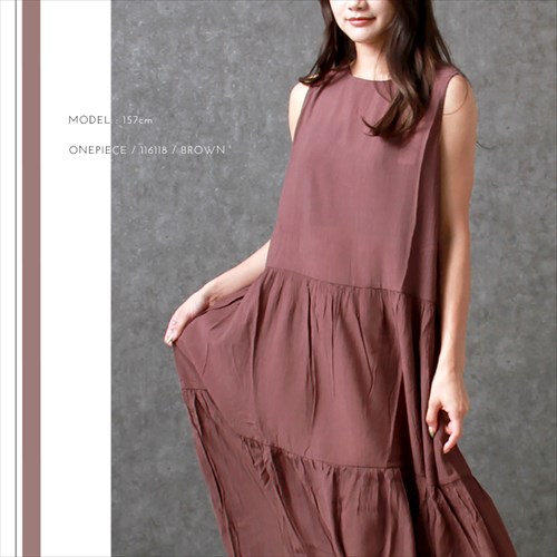 送料無料 シアー 楊柳 ノースリーブ ティアード ワンピース レディース サイドポケット 体型カバー ボリューム感 春 夏 秋 オフィスカジュアル かわいい お出かけ デート 楽ちん ゆったり Ladies 20代 30代 40代