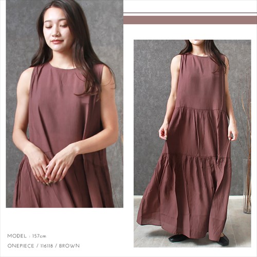 送料無料 シアー 楊柳 ノースリーブ ティアード ワンピース レディース サイドポケット 体型カバー ボリューム感 春 夏 秋 オフィスカジュアル かわいい お出かけ デート 楽ちん ゆったり Ladies 20代 30代 40代