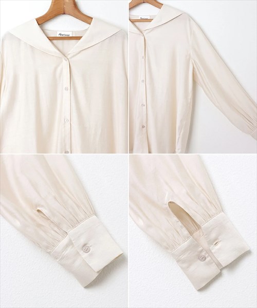 送料無料 ブライトシアー 前後 2way 長袖 シャツ ブラウス レディース フェミニン チュニック バンドカラー ギャザー 体型カバー 透け感 光沢感 春 夏 秋 オフィスカジュアル かわいい お出かけ デート 楽ちん ゆったり Ladies 20代 30代 40代