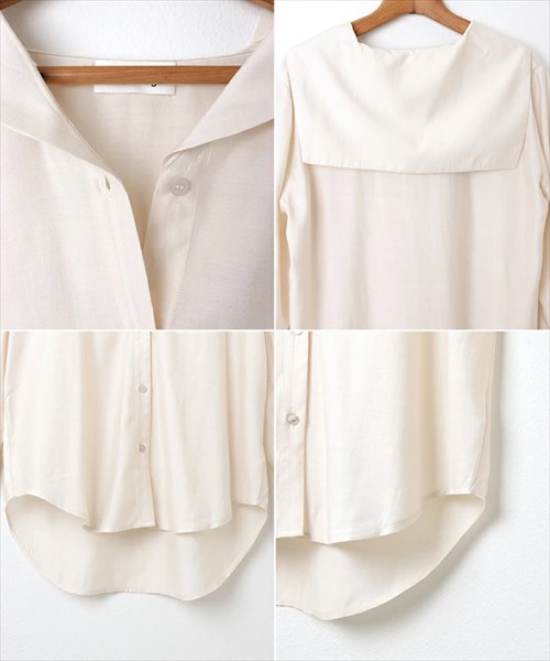 送料無料 ブライトシアー 前後 2way 長袖 シャツ ブラウス レディース フェミニン チュニック バンドカラー ギャザー 体型カバー 透け感 光沢感 春 夏 秋 オフィスカジュアル かわいい お出かけ デート 楽ちん ゆったり Ladies 20代 30代 40代