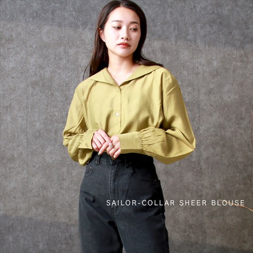 送料無料 ブライトシアー 前後 2way 長袖 シャツ ブラウス レディース フェミニン チュニック バンドカラー ギャザー 体型カバー 透け感 光沢感 春 夏 秋 オフィスカジュアル かわいい お出かけ デート 楽ちん ゆったり Ladies 20代 30代 40代