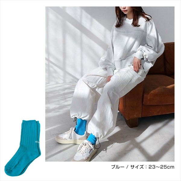 靴下 ソックス レディース ロゴ刺繍 リブ ソックス コットン混 女性 おしゃれ かわいい シンプル ナチュラル カジュアル アウトドア カラーソックス クルー丈 クルーソックス トレンド 女性用靴下 学生 大人 春 夏 秋 冬 春 秋 冬 10代 20代 30代 40代 50代 23~25cm