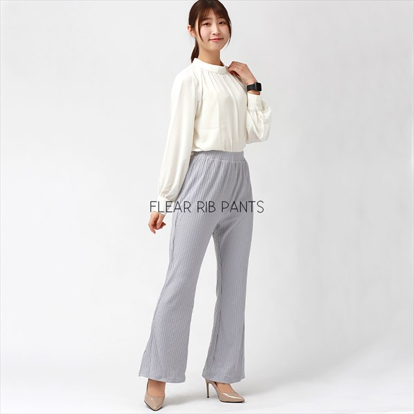 リブカットソー フレアパンツ ストレッチ ワイドパンツ レディース きれいめ 送料無料 美脚パンツ ドロスト フレア リブパンツ フレアパンツ リブ 春 秋冬 ウエストゴム オフィスカジュアル ゆったり 体型カバー かわいい お出かけ デート 楽ちん Ladies womans bottoms pants ボトムス ボトム 黒 ブラック チャコールグレー グレージュ ブルー グリーン ブラウン 大人 20代 30代 40代 コーデ