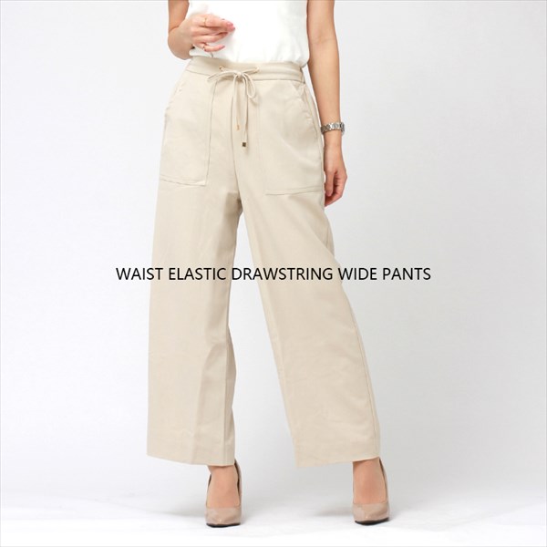 ワイドパンツ レディース 秋冬 きれいめ ドロスト ゴールドパーツ ベイカーパンツ リブパンツ 冬 ゆったり ウエストゴム 春 ドローストリング ゆったり 黒 Ladies bottoms pants ブラック ホワイト ベージュ グレージュ モカブラウン ネイビー カーキ 大人 20代 30代 40代 コーデ