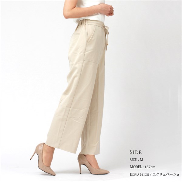 ワイドパンツ レディース 秋冬 きれいめ ドロスト ゴールドパーツ ベイカーパンツ リブパンツ 冬 ゆったり ウエストゴム 春 ドローストリング ゆったり 黒 Ladies bottoms pants ブラック ホワイト ベージュ グレージュ モカブラウン ネイビー カーキ 大人 20代 30代 40代 コーデ