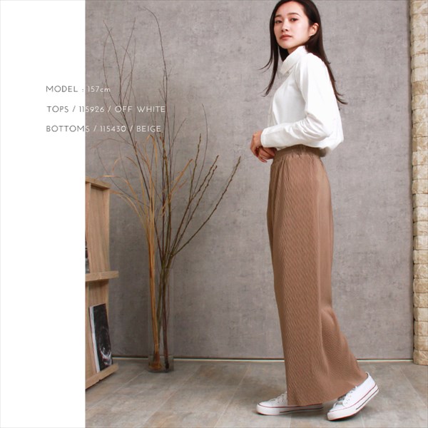 ワイドパンツ レディース 大きいサイズ プリーツパンツ おしゃれ 春 プリーツ スカーチョ ウエストゴム ハイウエスト 光沢感 体型カバー Ladies bottoms pants 黒 ブラック グレー ベージュ キャメル グレージュ 大人 20代 30代 40代 春新作 OR 新作 コーデ 春夏