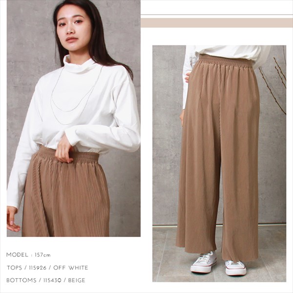 ワイドパンツ レディース 大きいサイズ プリーツパンツ おしゃれ 春 プリーツ スカーチョ ウエストゴム ハイウエスト 光沢感 体型カバー Ladies bottoms pants 黒 ブラック グレー ベージュ キャメル グレージュ 大人 20代 30代 40代 春新作 OR 新作 コーデ 春夏