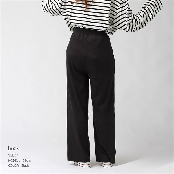 ワイドパンツ レディース リブパンツ ウエストゴム セルフカット リブ ワイド パンツ ストレッチ サイドポケット リブパンツコーデ 着まわし 体型カバー カジュアル おしゃれ おすすめ かわいい 可愛い オフィスカジュアル 楽ちん ゆったり Ladies bottoms pants ブラック 黒 グレー ブラウン イエロー レッド ピンク グリーン 20代 30代 40代 春新作 OR 新作 大人 コーデ