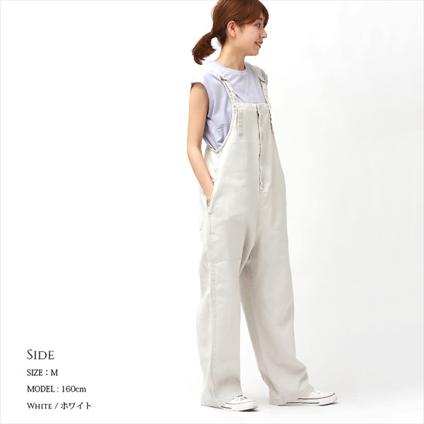 送料無料 サロペット デニム パンツ フロントジップ コットンツイル ホワイトデニム レディース オーバーオール カジュアル 色落ち感 オーバーサイズ ストラップ ツイル ロング リラックス ワンマイルウェア カジュアル お出かけ デート 楽ちん ゆったり Ladies bottoms pants 黒 ブラック ブルー グリーン ホワイト ベージュ 白 20代 30代 40代 春新作 OR 新作 50代 大人 コーデ