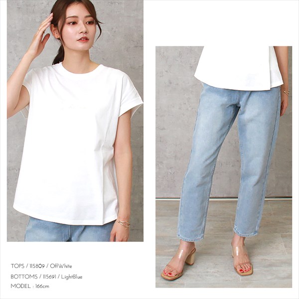 フレンチスリーブ tシャツ Whatever ロゴ 刺繍 Tシャツ レディース ティーシャツ テーシャツ スリット オーバーサイズ ラウンドヘム コットン天竺 おしゃれ