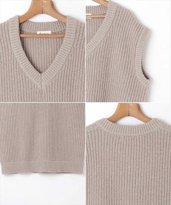 片畦編み 深Vネック オーバーサイズ ざっくり ニット ベスト トップス レディース 体型カバー こなれ感 春 秋 冬 オフィスカジュアル かわいい お出かけ デート 楽ちん ゆったり Ladies 20代 30代 40代