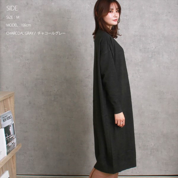 送料無料 天竺 ハイネック オーバーサイズ ロング ニットワンピース レディース ストレッチ 春 秋 冬 オフィスカジュアル かわいい お出かけ デート 楽ちん ゆったり Ladies 20代 30代 40代