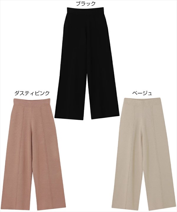送料無料 総針 センタータック ワイド ニットパンツ ウエストゴム レディース 美シルエット リラックス 春 秋 冬 オフィスカジュアル かわいい お出かけ デート 楽ちん ゆったり Ladies 20代 30代 40代