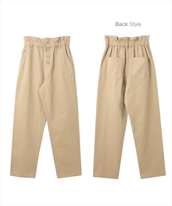 送料無料 コットンツイル ハイウエスト ギャザー ストレートパンツ ウエストゴム レディース チノ サイドポケット ナチュラル S/M/Lサイズ 春 夏 秋 冬 オフィスカジュアル かわいい お出かけ デート 楽ちん ゆったり Ladies 20代 30代 40代