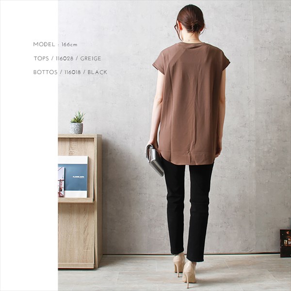 送料無料 梨地ポンチ フレンチスリーブ トップス レディース クルーネック ラウンドヘム 体型カバー カジュアル キレイめ シボ感 カットソー 上品 春 夏 秋 オフィスカジュアル かわいい お出かけ デート 楽ちん ゆったり Ladies 20代 30代 40代