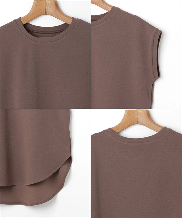 送料無料 梨地ポンチ フレンチスリーブ トップス レディース クルーネック ラウンドヘム 体型カバー カジュアル キレイめ シボ感 カットソー 上品 春 夏 秋 オフィスカジュアル かわいい お出かけ デート 楽ちん ゆったり Ladies 20代 30代 40代