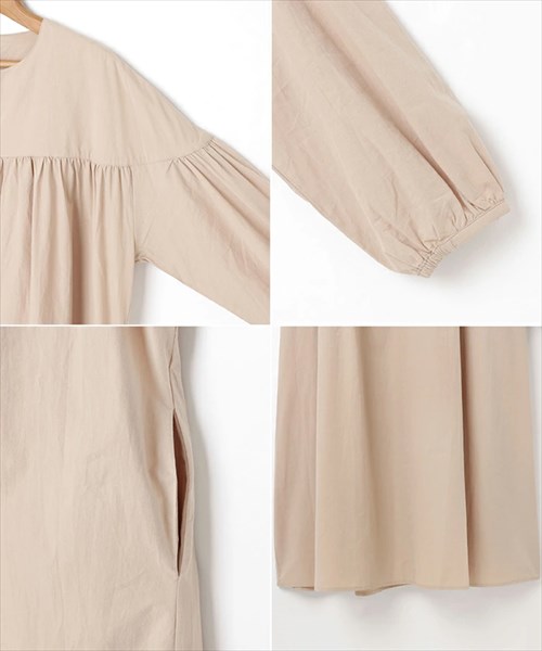 送料無料 ワッシャー コットン Aライン ロング ワンピース レディース 長袖 ナチュラル オーバーサイズ キーネック 体型カバー シワ感 ギャザー 春 夏 秋 オフィスカジュアル かわいい お出かけ デート 楽ちん ゆったり Ladies 20代 30代 40代
