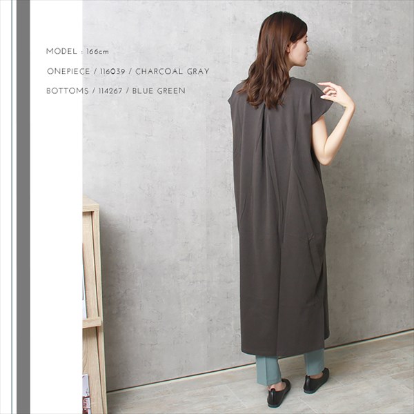 送料無料 コットン天竺 背中タック フレンチスリーブ Tシャツ ワンピース レディース シンプル クルーネック スリット 春 夏 秋 オフィスカジュアル かわいい お出かけ デート 楽ちん ゆったり Ladies 20代 30代 40代