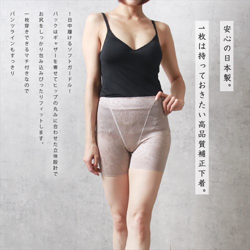 日本製 made in japan ソフトガードル ショート丈 ミドル丈 ロング丈 補正下着 ガードル ぽっこりお腹 ガードル ハイウエスト インナー パンツ ヒップアップ 下腹 引き締め ハード 大きいサイズ レース Ladies womans ブラック ベージュ 黒 ピンク パープル ラベンダー マタニティー マタニティ服