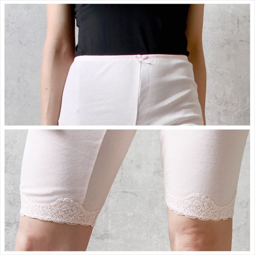 日本製 国産 made in japan オーガニックコットン 下着 マチ付き 5分丈 ボトムス タイツ レース レディース もも引き 股引き ボトムスインナー 肌着 無地 肌触り 肌にやさしい アンダーウェア インナー 伸縮性 ストレッチ 綿100% 涼しい 暖かい ベージュ ピンク ローズ オーガニックコットン パジャマ マタニティー マタニティ服