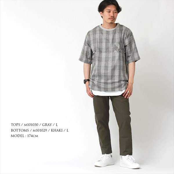 送料無料 オーバーサイズ tシャツ メンズ 半袖 オシャレ チェック オーバーサイズシャツ 5分袖 ５分袖 五分袖 レイヤード 重ね着 アンサンブル トップス クルーネック 半袖tシャツ 2点セット ビッグタンクトップ プルオーバー ストレッチ ｔシャツ ティーシャツ テーシャツ 大きいサイズ オフィスカジュアル お出かけ 楽ちん man mens tops ブラウン グレー 春夏
