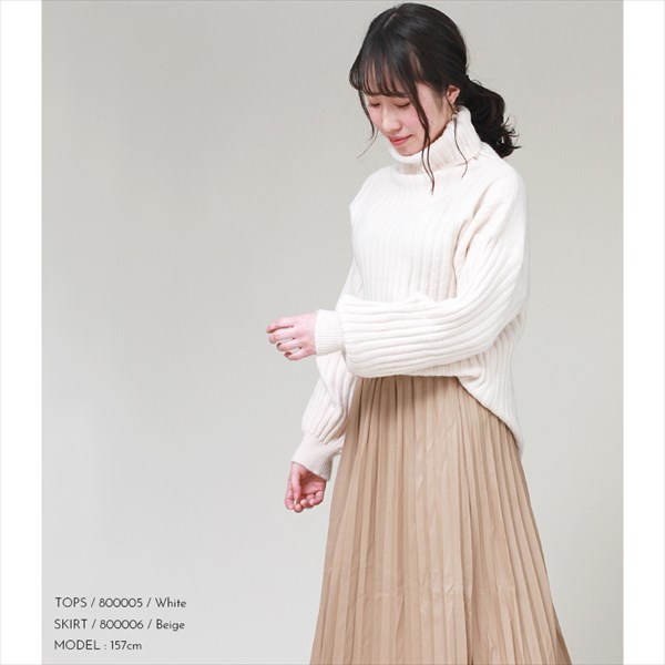 タートルネック バルーン袖 ニット バルーンスリーブ ボトルネック プルオーバー タートルネックセーター トップス リブニット ボリューム袖 ハイネック セーター レディース ゆったり 体型カバー リラックス かわいい お出かけ デート 暖か 秋 冬 楽ちん Ladies womans tops knit ホワイト ブラウン ブルー 茶色コーデ 大人 20代 30代 40代 コーデ