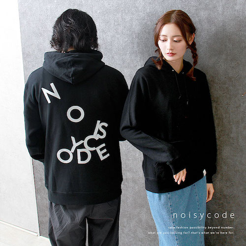 noisycode トップス パーカー オリジナル レディース メンズ ブランド デザインパーカー バックロゴ バックプリント プリント プリントパーカー ペア 綿100% 長袖 おしゃれ プリント ロゴ ベーシック トップス ペアルック ユニセックス 大きいサイズ オーバーサイズ XS S M L XL 2XL 小さいサイズ 服 おもしろ お洒落 楽ちん ゆったり Ladies mens parker ブラック 黒 20代 30代 40代 大人 送料無料