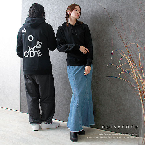 noisycode トップス パーカー オリジナル レディース メンズ ブランド デザインパーカー バックロゴ バックプリント プリント プリントパーカー ペア 綿100% 長袖 おしゃれ プリント ロゴ ベーシック トップス ペアルック ユニセックス 大きいサイズ オーバーサイズ XS S M L XL 2XL 小さいサイズ 服 おもしろ お洒落 楽ちん ゆったり Ladies mens parker ブラック 黒 20代 30代 40代 大人 送料無料