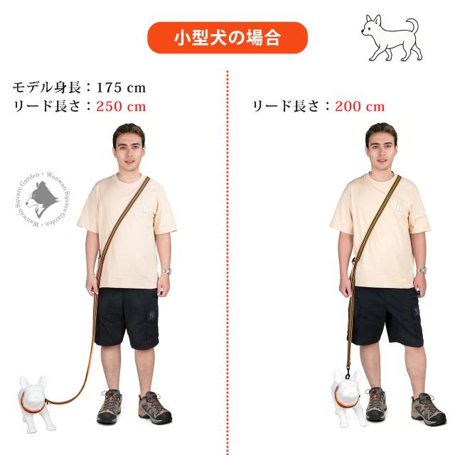 Truelove ユニバーサルリード 小型犬向け メンズ着用例 長さ比較