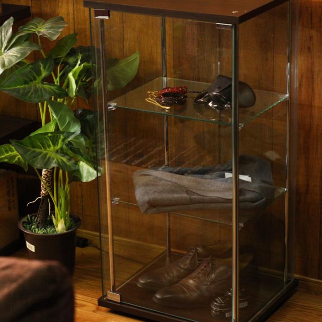 コレクションケース 3段 4面ガラス 幅42.5 奥行36.5 高さ86 棚板強化