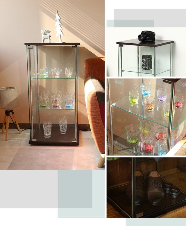 コレクションケース 3段 4面ガラス 幅42.5 奥行36.5 高さ86 棚板