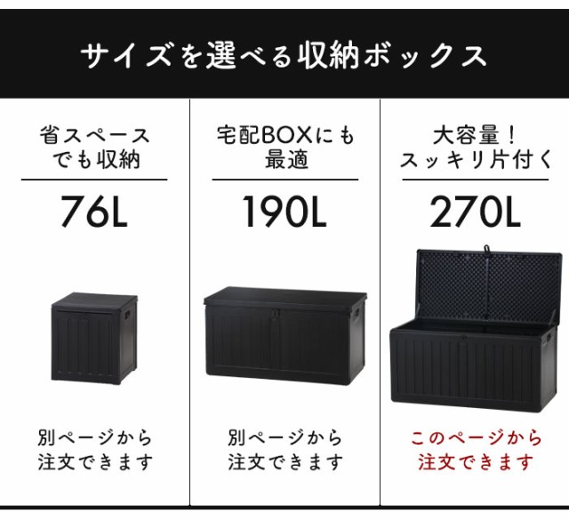 収納ベンチ 収納ボックス 幅109×奥行51.5×高さ55㎝ ブラック 屋外 防水