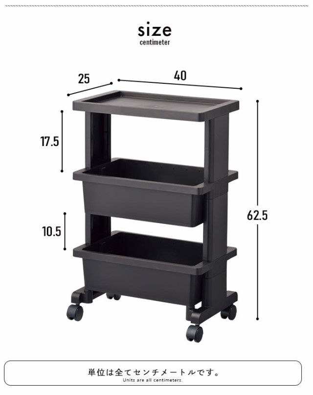 テーブルワゴン ミニ 3段 おしゃれ 日本製 デスク収納 サイドワゴン デスクワゴン キャスター付き 幅40 奥行25 高さ62.5 ベビーワゴンの通販はau  PAY マーケット - お取り寄せグルメスイーツの味ログ | au PAY マーケット－通販サイト