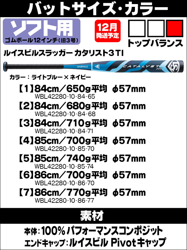 ルイスビルスラッガー 12インチ(旧3号)ソフトボールバット(ゴムボール) カタリスト3 TI BT