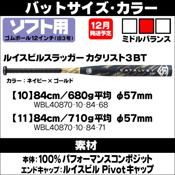 ルイスビルスラッガー 12インチ(旧3号)ソフトボールバット(ゴムボール) カタリスト3 TI BT