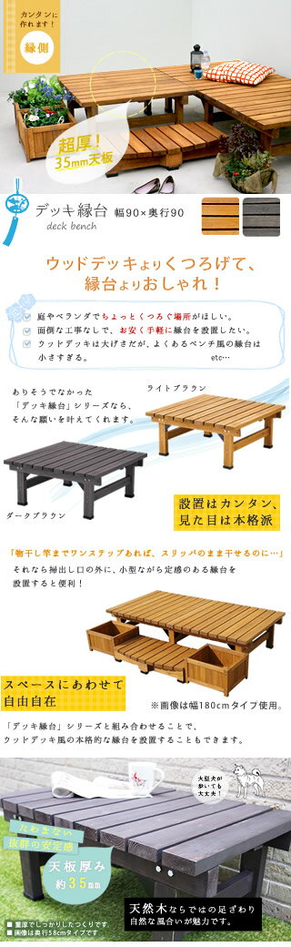新発 縁台よりちょっと ウッドデッキ風 縁台 90 90cm 小さい ウッドデッキ セット キット Diy ベンチ 縁側 ベランダ 木製 宅送 Arinsa Com Pe