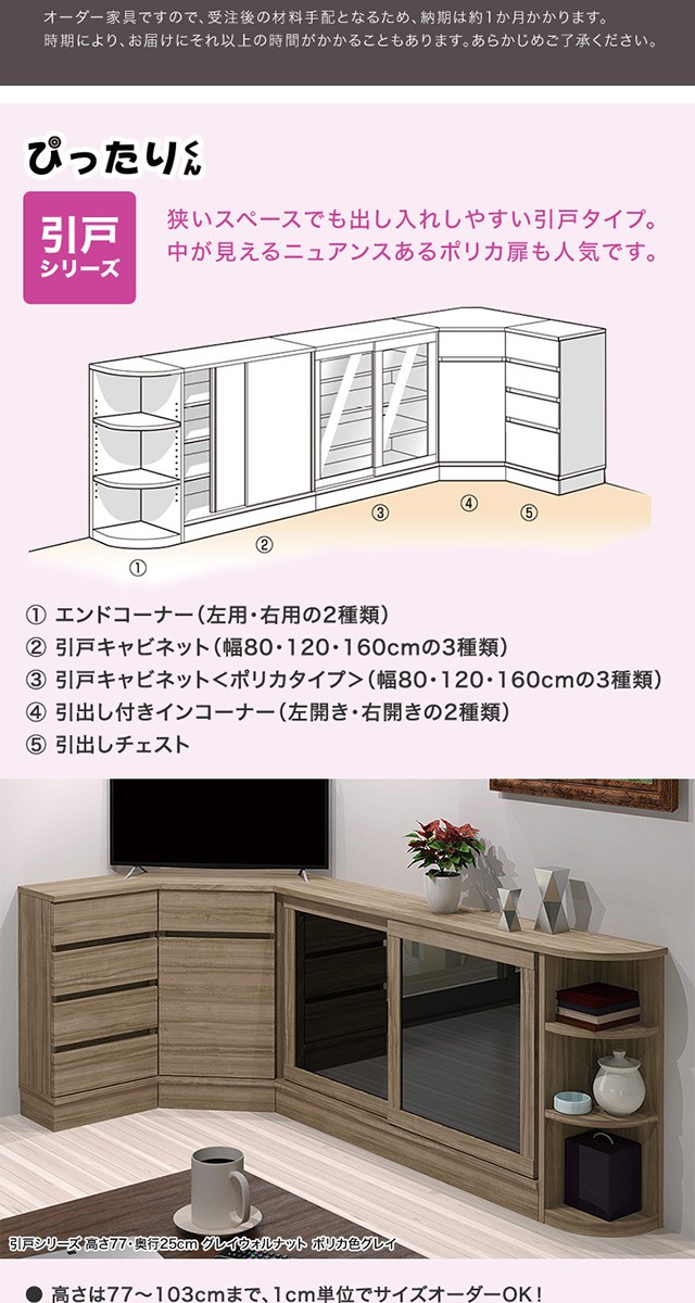 キャビネット 扉シリーズ セミオーダー カウンター 下 収納 ぴったりくん 幅120cm×奥行30cm - 28